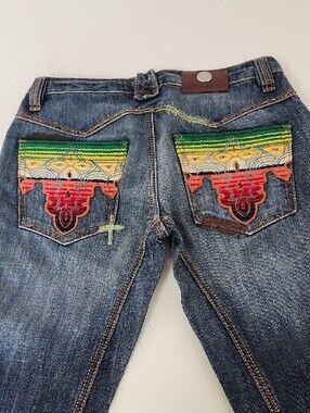 Vintage Antik Denim Dark Blue Jeans with Stitching Detail